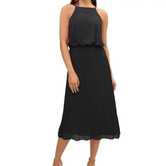 sam edelman pleated chiffon midi dress Sam Edelman Women's Red Pleated Metallic Lined Chiffon MIDI Dress Size 12